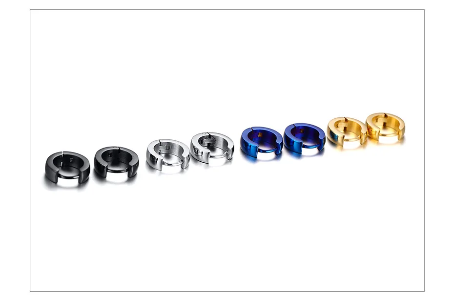 VNOX Cute Hoop Earrings for Men Punk Stainless Steel Huggie Small Earrings 4 Color