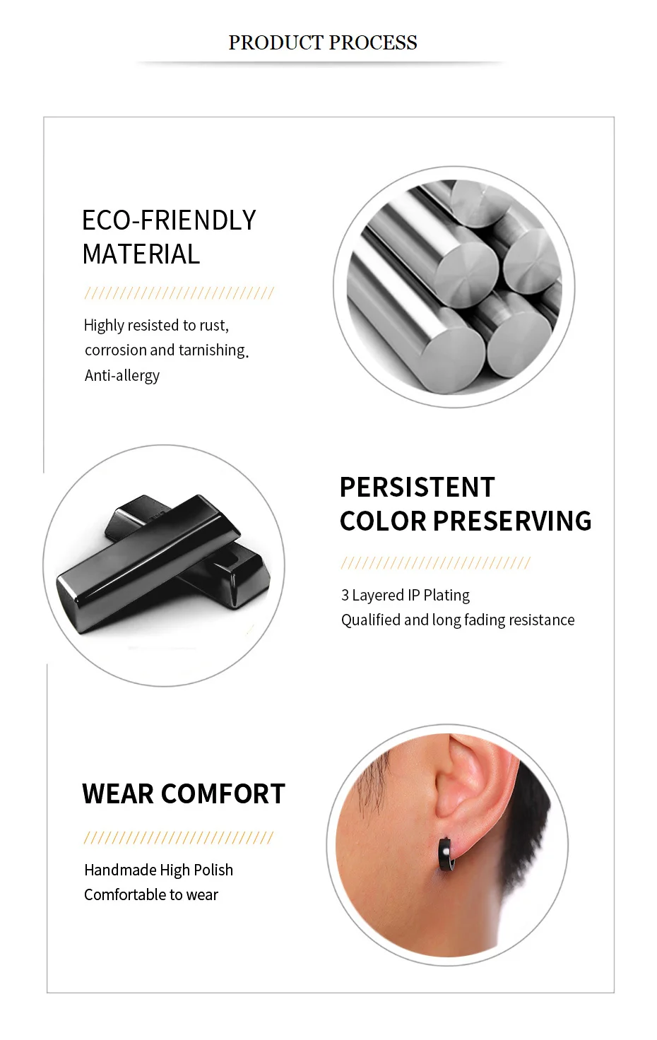 VNOX Cute Hoop Earrings for Men Punk Stainless Steel Huggie Small Earrings 4 Color