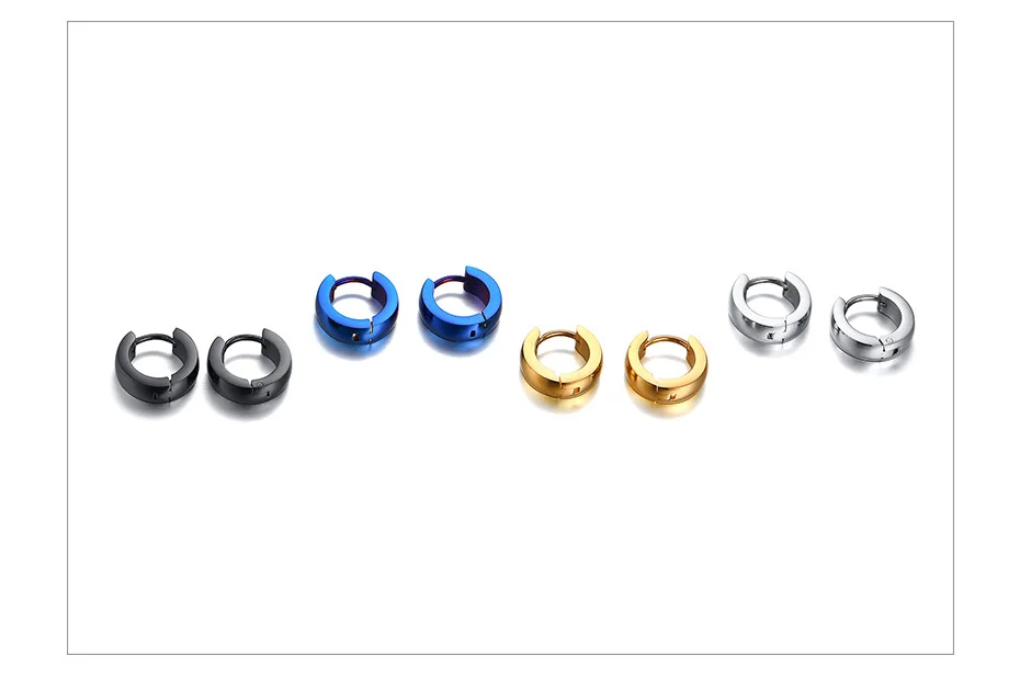 VNOX Cute Hoop Earrings for Men Punk Stainless Steel Huggie Small Earrings 4 Color