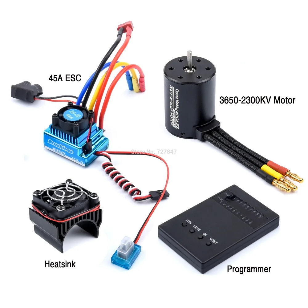 3650 2300KV / 3100KV / 3900KV / 4300KV / 5200KV Brushless Motor & 45A 60A 80A 120A ESC Combo for 1:10 RC Car Boat Part