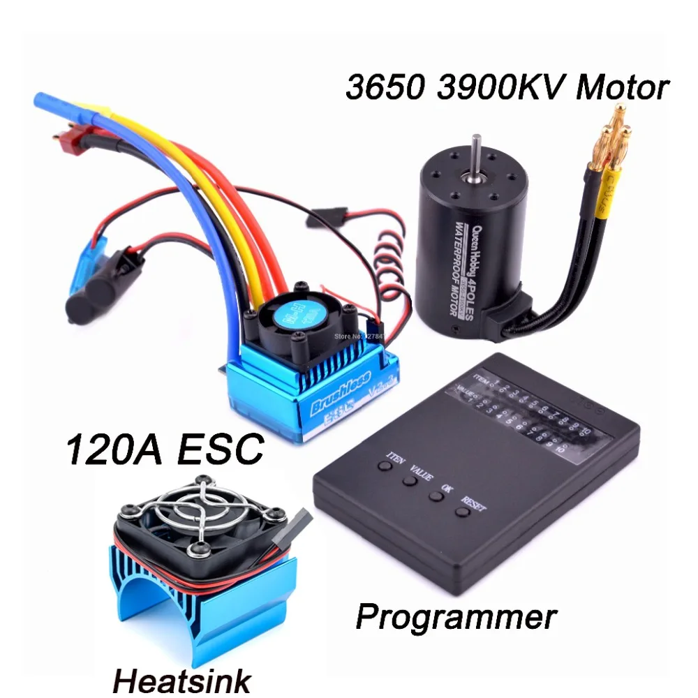 3650 2300KV / 3100KV / 3900KV / 4300KV / 5200KV Brushless Motor & 45A 60A 80A 120A ESC Combo for 1:10 RC Car Boat Part