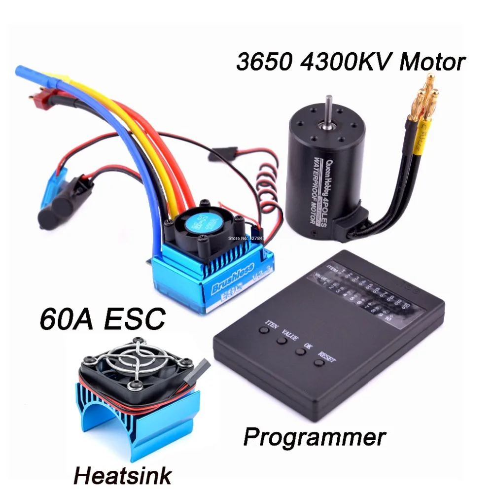 3650 2300KV / 3100KV / 3900KV / 4300KV / 5200KV Brushless Motor & 45A 60A 80A 120A ESC Combo for 1:10 RC Car Boat Part