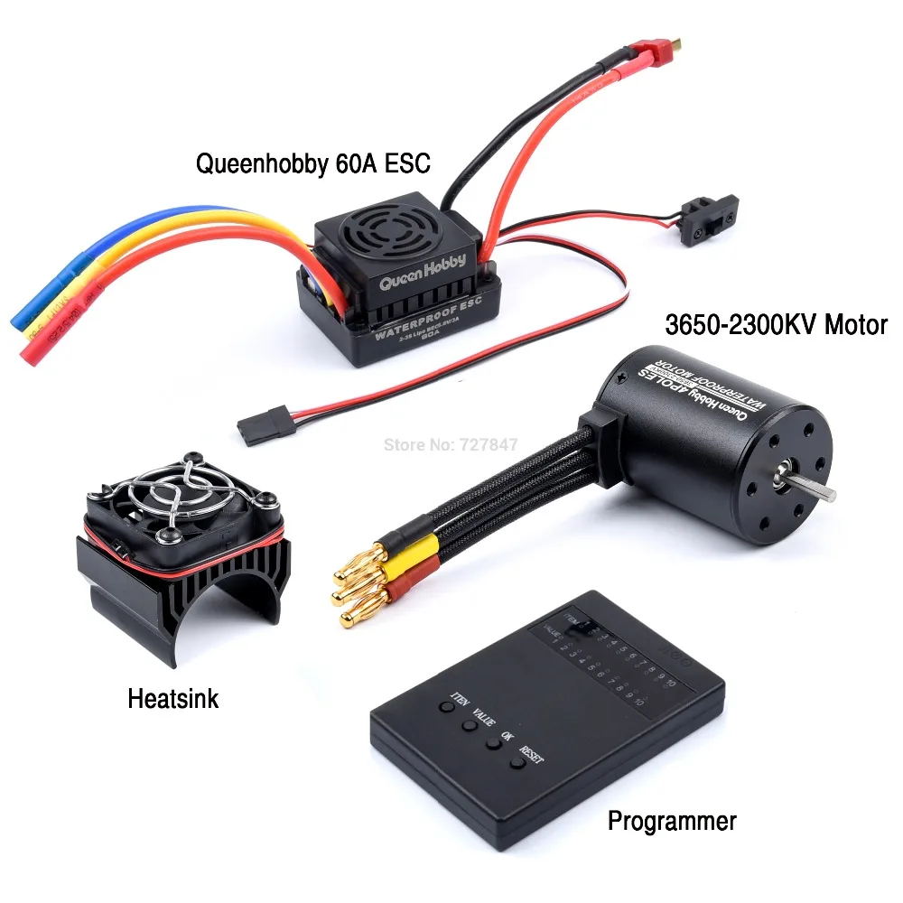 3650 2300KV / 3100KV / 3900KV / 4300KV / 5200KV Brushless Motor & 45A 60A 80A 120A ESC Combo for 1:10 RC Car Boat Part