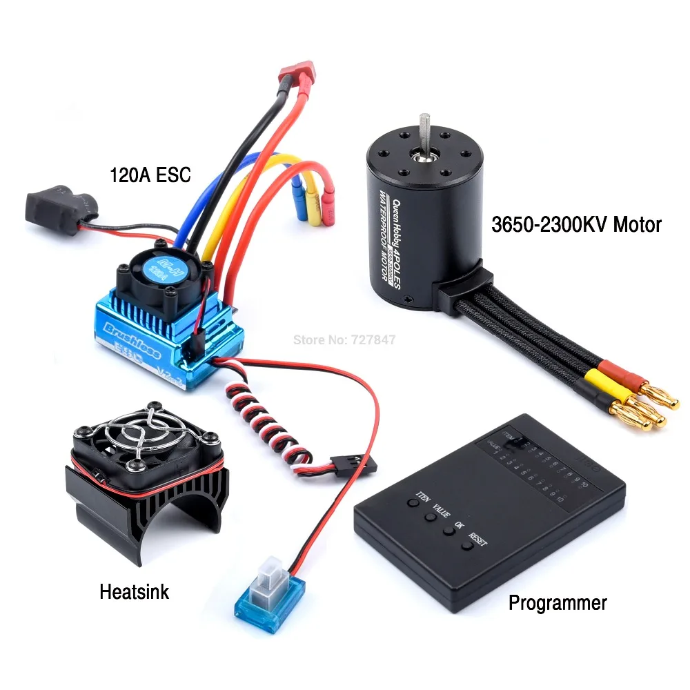 3650 2300KV / 3100KV / 3900KV / 4300KV / 5200KV Brushless Motor & 45A 60A 80A 120A ESC Combo for 1:10 RC Car Boat Part