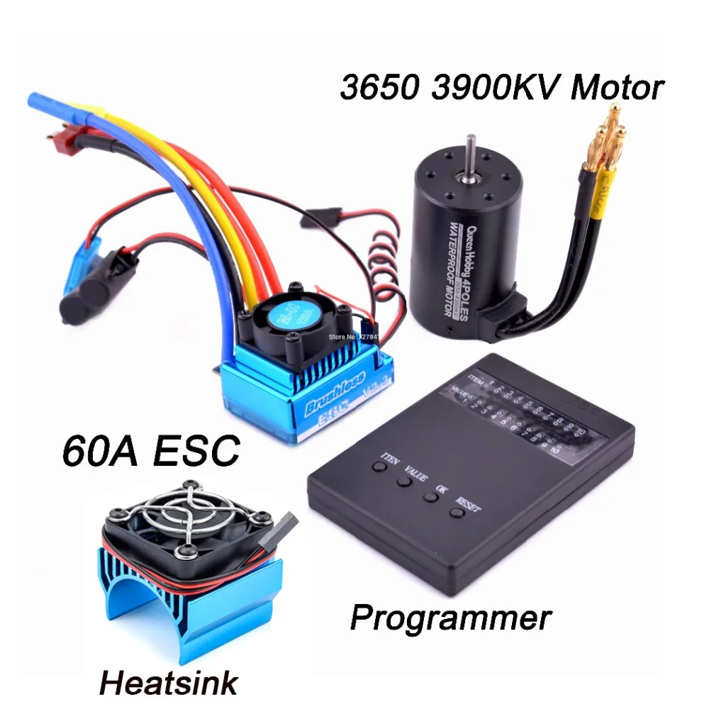 3650 2300KV / 3100KV / 3900KV / 4300KV / 5200KV Brushless Motor & 45A 60A 80A 120A ESC Combo for 1:10 RC Car Boat Part