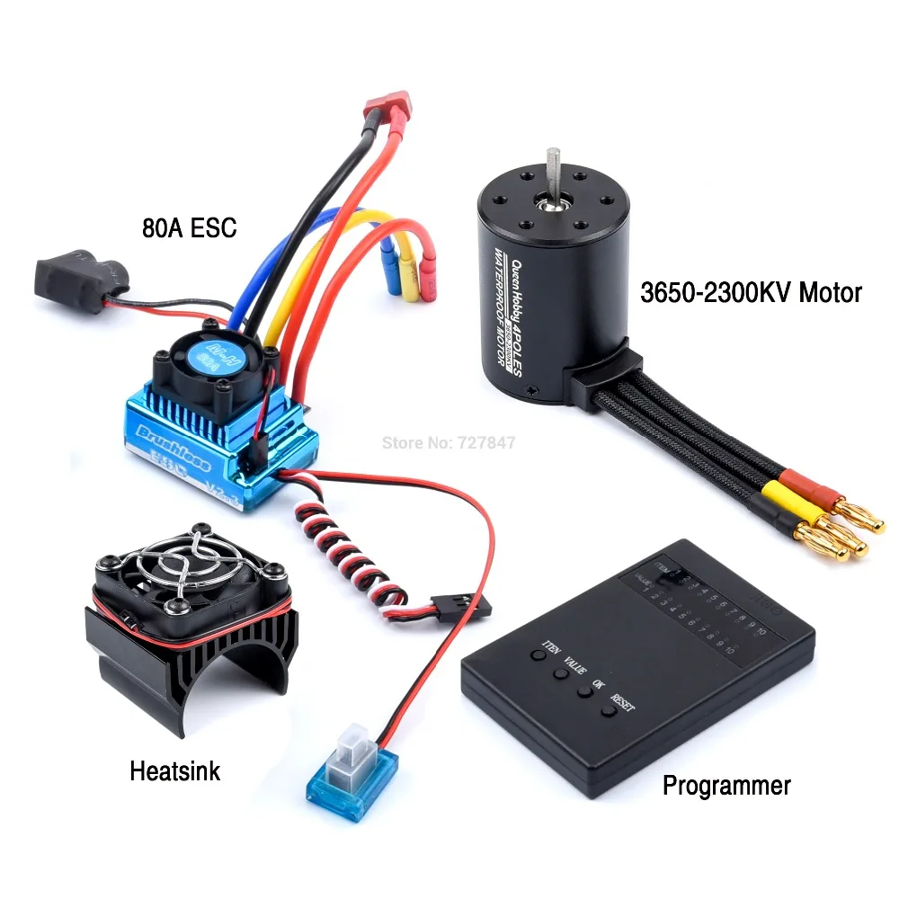 3650 2300KV / 3100KV / 3900KV / 4300KV / 5200KV Brushless Motor & 45A 60A 80A 120A ESC Combo for 1:10 RC Car Boat Part