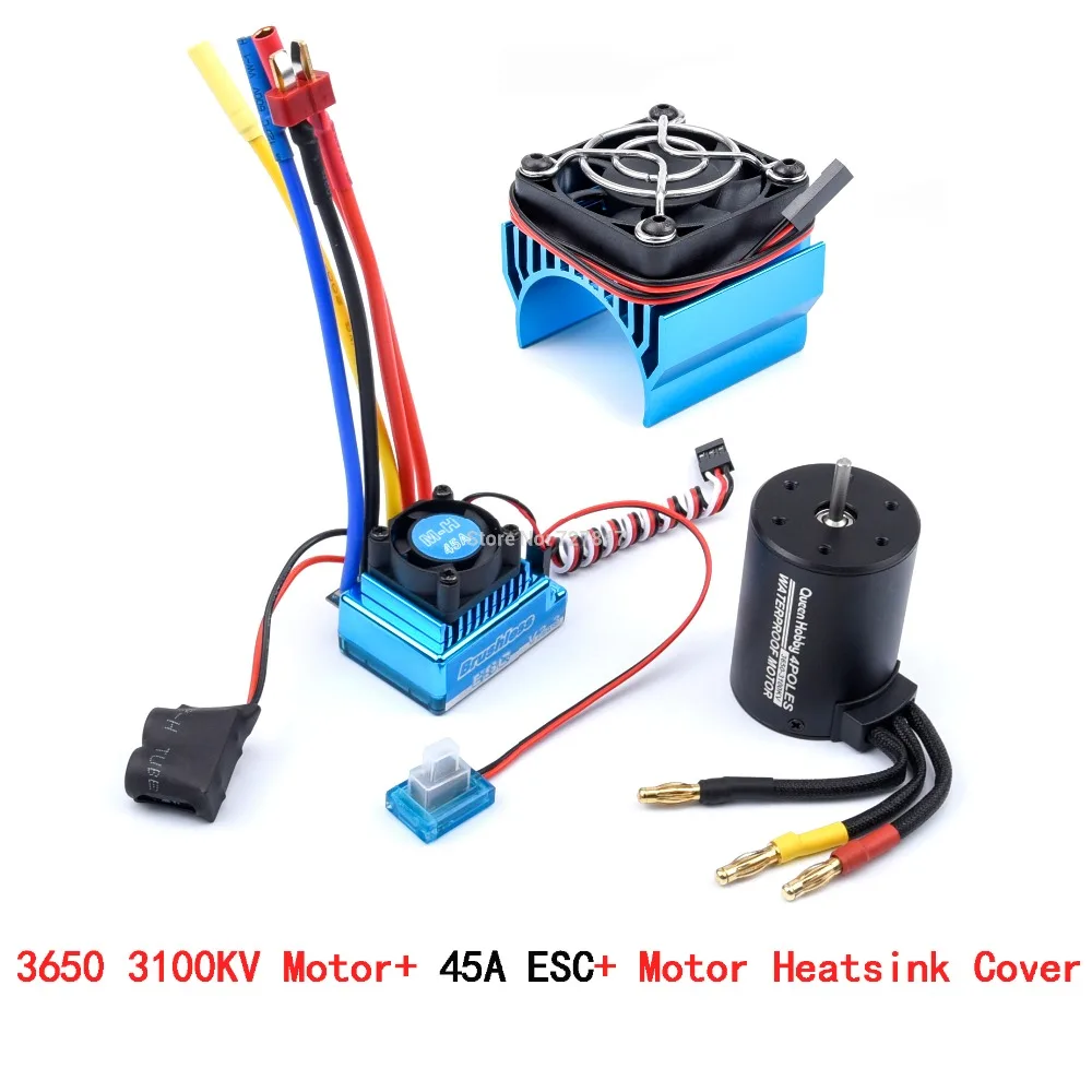 3650 2300KV / 3100KV / 3900KV / 4300KV / 5200KV Brushless Motor & 45A 60A 80A 120A ESC Combo for 1:10 RC Car Boat Part