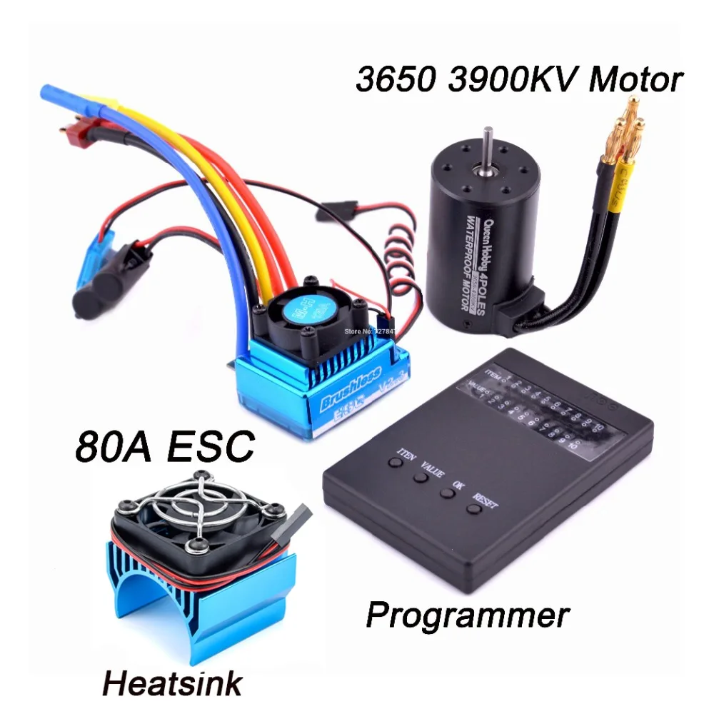 3650 2300KV / 3100KV / 3900KV / 4300KV / 5200KV Brushless Motor & 45A 60A 80A 120A ESC Combo for 1:10 RC Car Boat Part