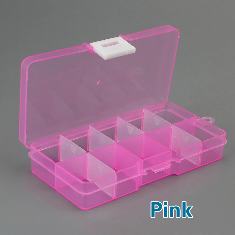 New 10 Slots Cells Colorful Portable Jewelry Tool Storage Box Container Ring Electronic Parts Screw Beads Organizer Plastic Case