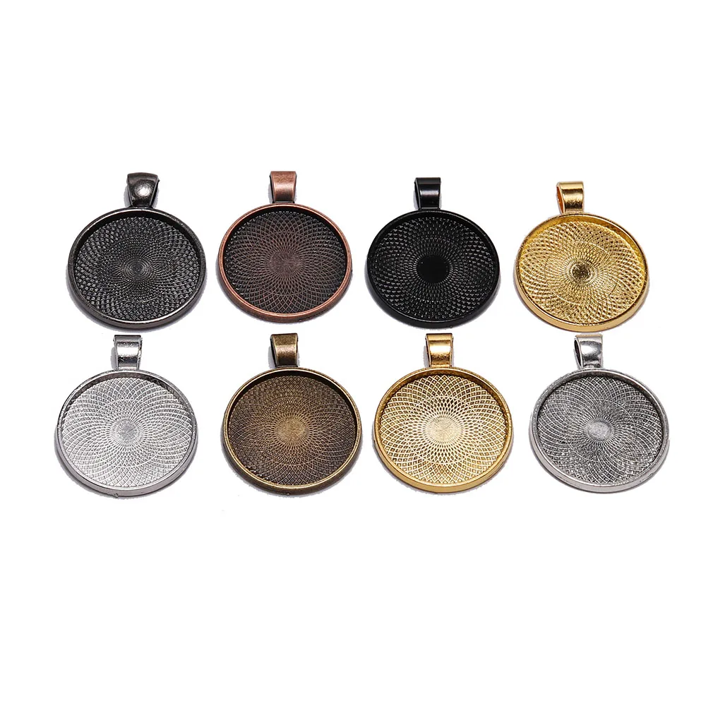 10Pcs 20/25/30mm Necklace Pendant Setting Cabochon Cameo Base Tray Bezel Blank For Pendants Cabochons Jewelry Making Accessories