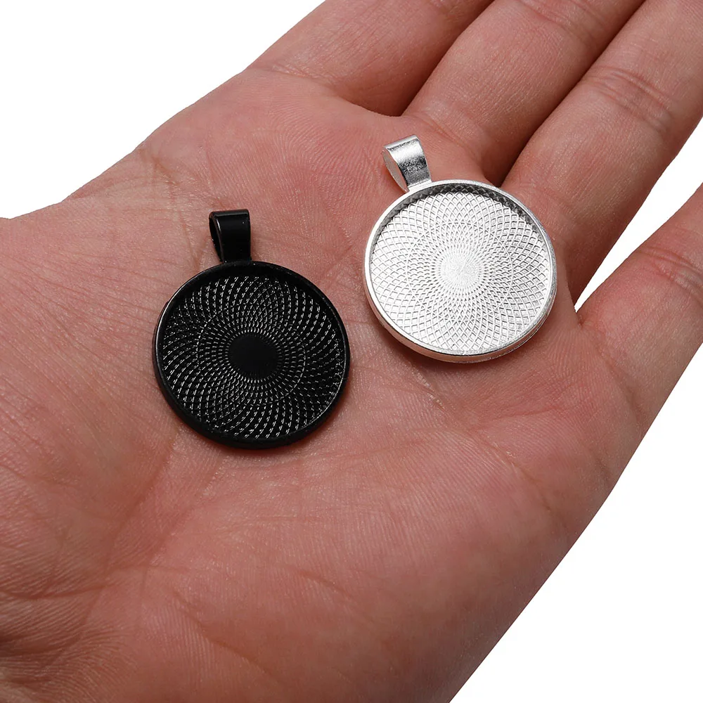 10Pcs 20/25/30mm Necklace Pendant Setting Cabochon Cameo Base Tray Bezel Blank For Pendants Cabochons Jewelry Making Accessories
