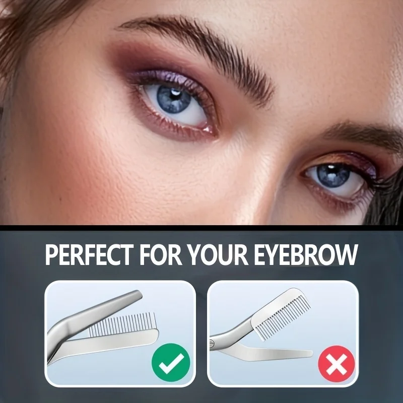 Professional Stainless Steel Eyebrow Scissors with Comb Hypoallergenic Ergonomic Two-Handed Design Precision Shaping & Grooming