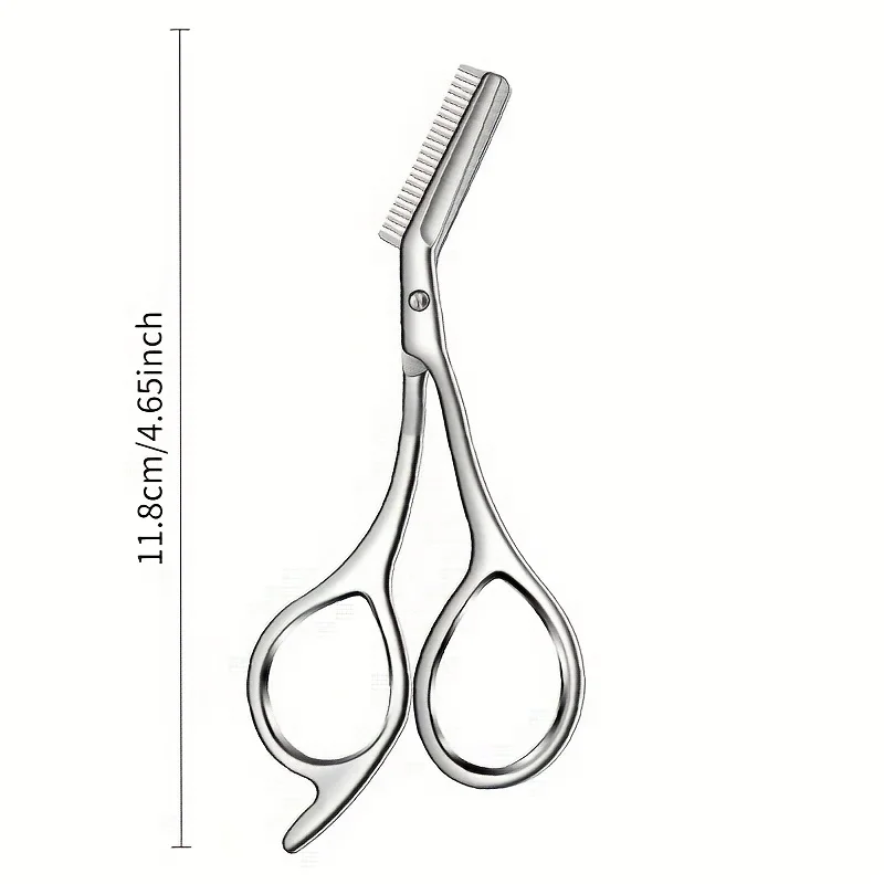Professional Stainless Steel Eyebrow Scissors with Comb Hypoallergenic Ergonomic Two-Handed Design Precision Shaping & Grooming