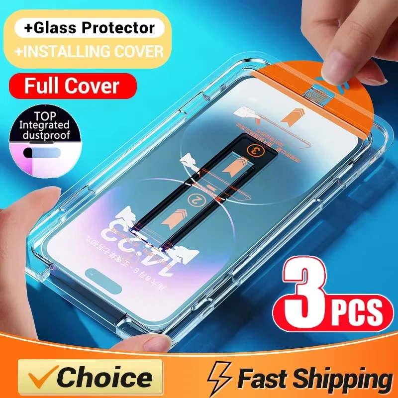Oleophobic Coating Dust Free Screen Protector For iPhone 17 Pro Max 16 15 13 11 12 14 Pro Max SE 7 8 XR Easy Installation Glass