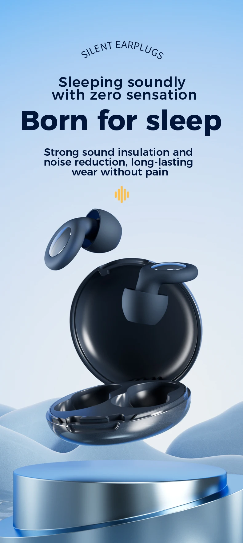 Silicone Ear Plugs for Sleeping 25dB Noise Cancelling Hearing Protection Reusable Earplugs for Sleep Focus Concerts Work Study