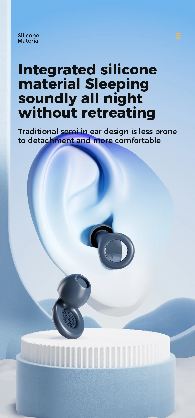 Silicone Ear Plugs for Sleeping 25dB Noise Cancelling Hearing Protection Reusable Earplugs for Sleep Focus Concerts Work Study
