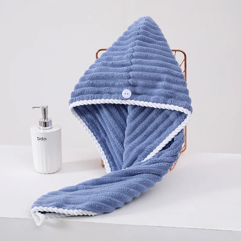 Coral Fleece Adjustable Hair Drying Cap, Soft Skin-Friendly Reusable Anti-Frizz Hair Towel Wrap for Hotel Spa Home Bathroom