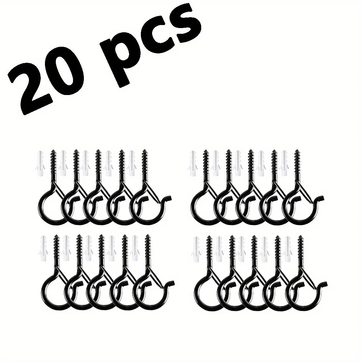 6-21PCS Hanger Hooks with Safety Buckle Windproof Screw Hooks Hanging Outdoor String Lights,Ceiling Hook Plants Christmas Lights