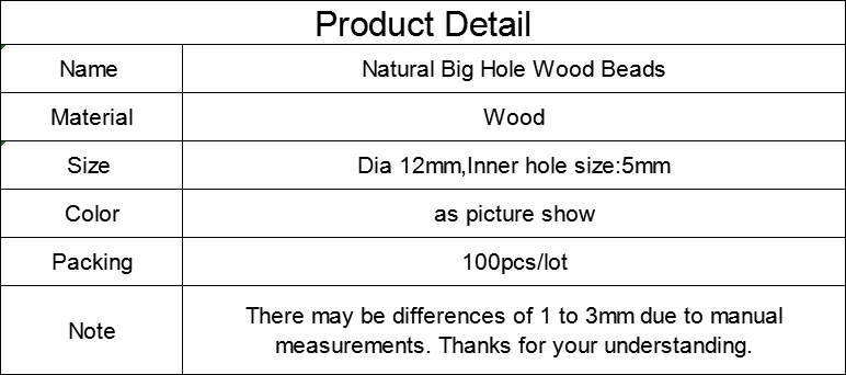 Louleur High Quality Vintage Natural Big Hole Wooden Beads For Necklace Bracelet Charms for Diy Jewelry Making Hair Accessories