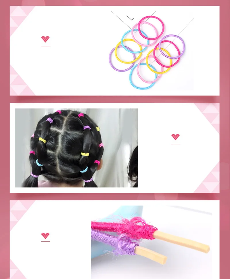 100pcs/lot 3CM Hair Accessories Girls Rubber bands Scrunchy Elastic Hair Bands kids baby Headband decorations ties Gum for hair