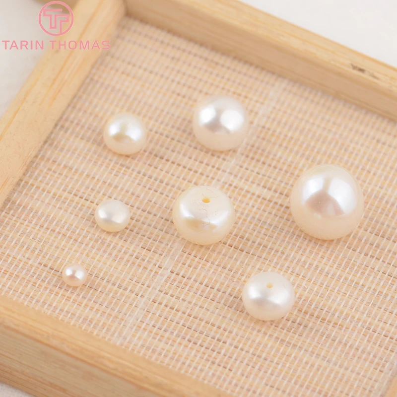 (3499)6PCS 3MM 4MM 5MM 6MM 7MM 8MM 9MM Natural Pearls with Half Hole Beads High Quality Jewelry Findings