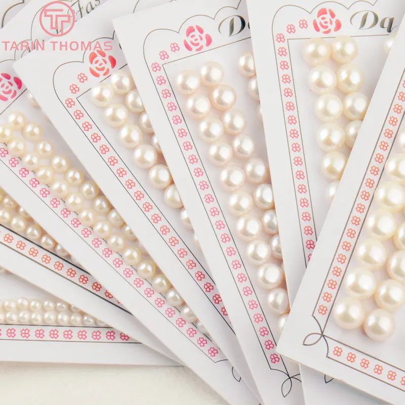 (3499)6PCS 3MM 4MM 5MM 6MM 7MM 8MM 9MM Natural Pearls with Half Hole Beads High Quality Jewelry Findings