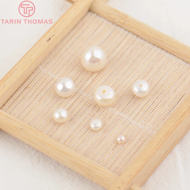 (3499)6PCS 3MM 4MM 5MM 6MM 7MM 8MM 9MM Natural Pearls with Half Hole Beads High Quality Jewelry Findings