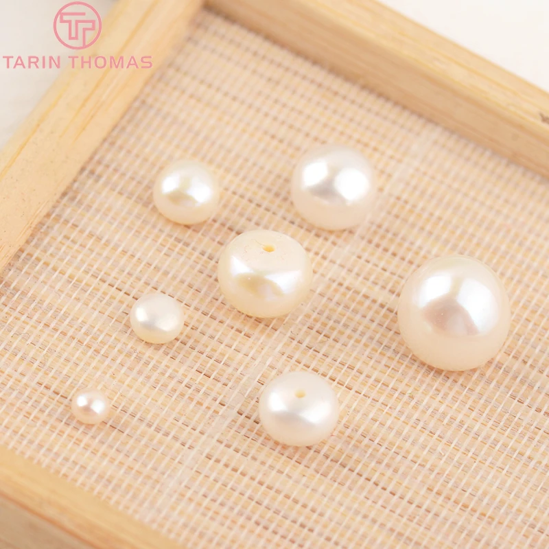 (3499)6PCS 3MM 4MM 5MM 6MM 7MM 8MM 9MM Natural Pearls with Half Hole Beads High Quality Jewelry Findings
