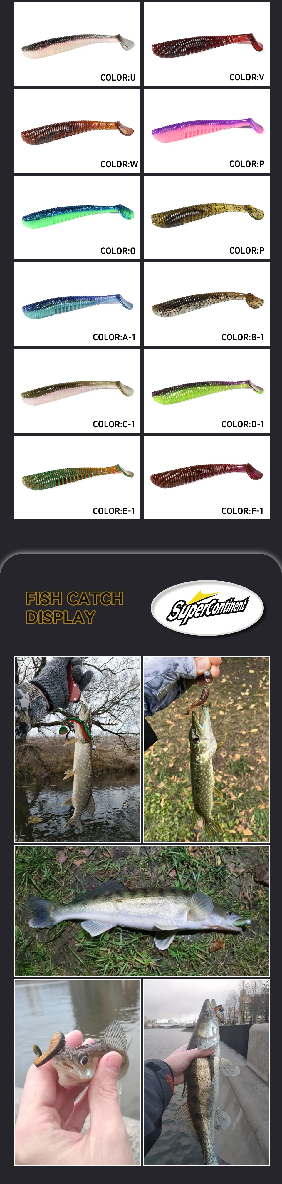 2019 Supercontinent 50mm 80mm 95mm 110mm Fishing Lures Soft Lure Artificial Bait Predator Tackle for Pike and Pike