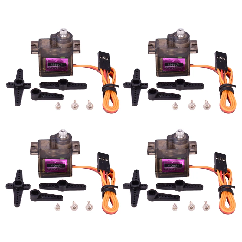 4pcs/lot MG90S Metal Gear Digital 9g Servo For RC Helicopter Airplane Boat Car RC Robot