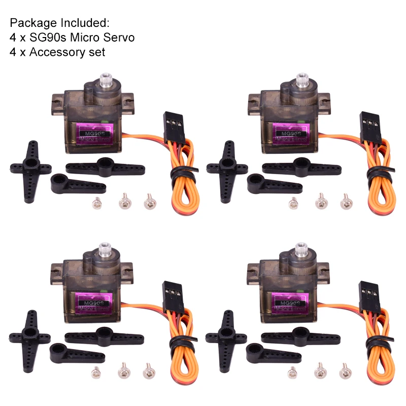 4pcs/lot MG90S Metal Gear Digital 9g Servo For RC Helicopter Airplane Boat Car RC Robot