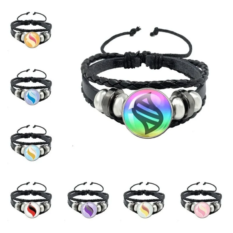 Pokemon Mega Stone Keychain Anime Accessory Creative Exquisite Fashion Black Leather Rope Buckle Keychain Trendy Gift for Fans