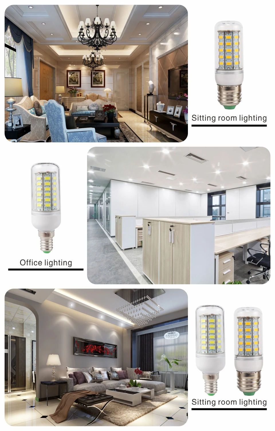 E27 E14 LED Corn Bulb 24 36 48 56 69 72 LEDs SMD 5730 220V Lampada LED Lamp Chandelier Candle LED Light Bulb