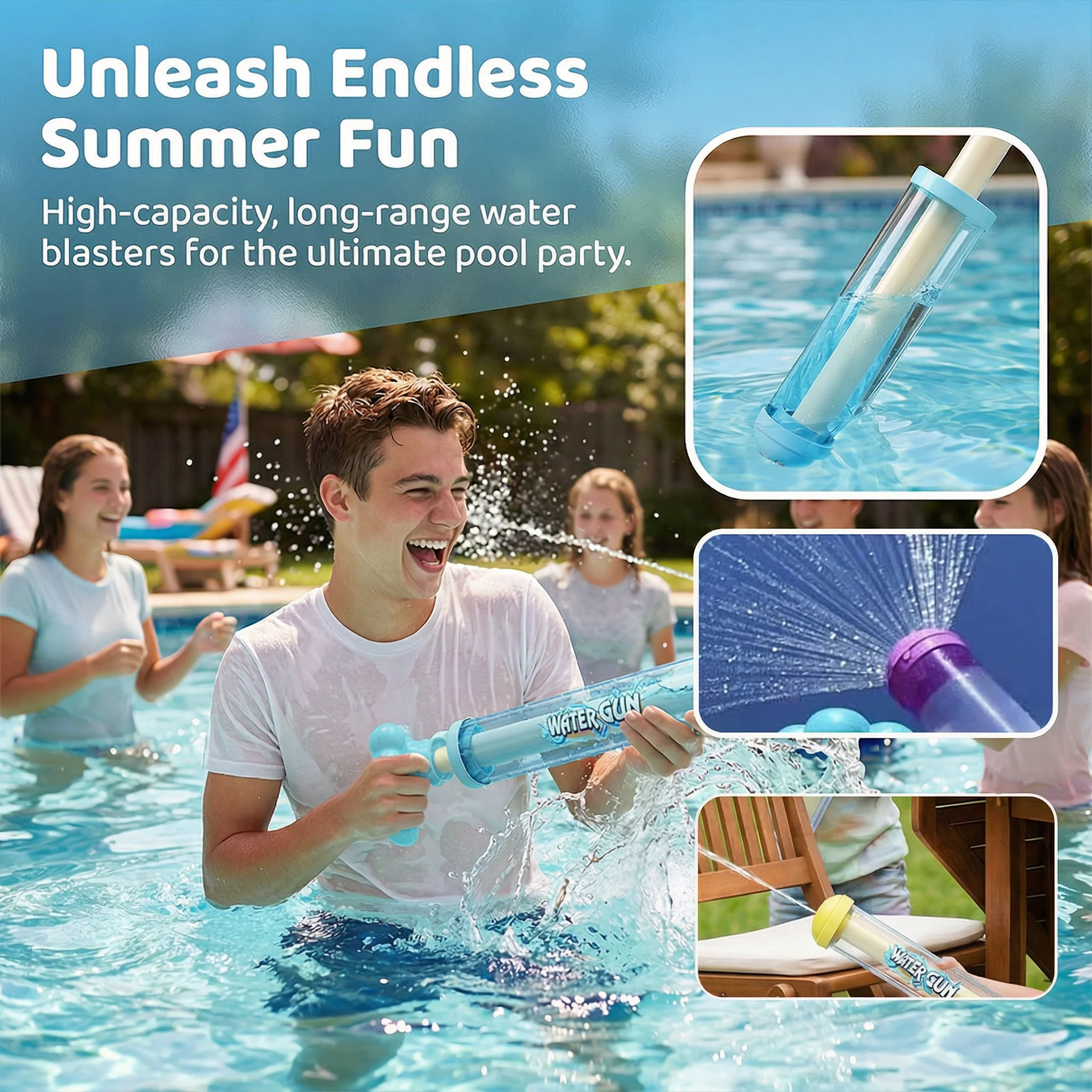 1 PCS Pusher Type Fun Water Jet Spray or Single Hole Water Gun Water Splashing Festival Prop Outdoor Leisure Play Game