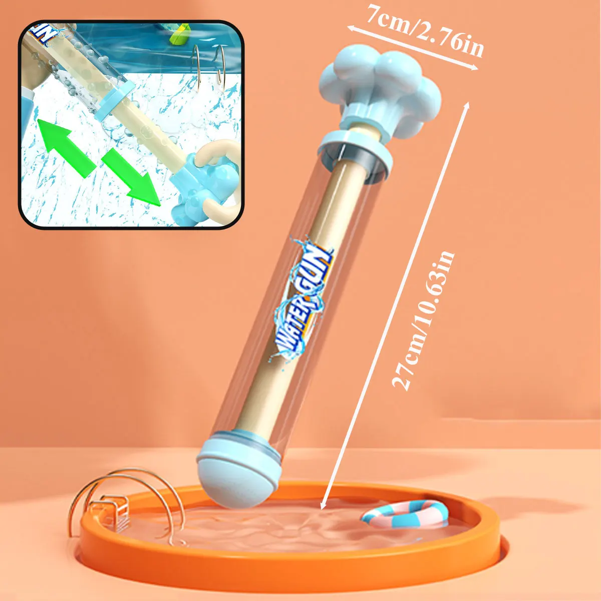 1 PCS Pusher Type Fun Water Jet Spray or Single Hole Water Gun Water Splashing Festival Prop Outdoor Leisure Play Game