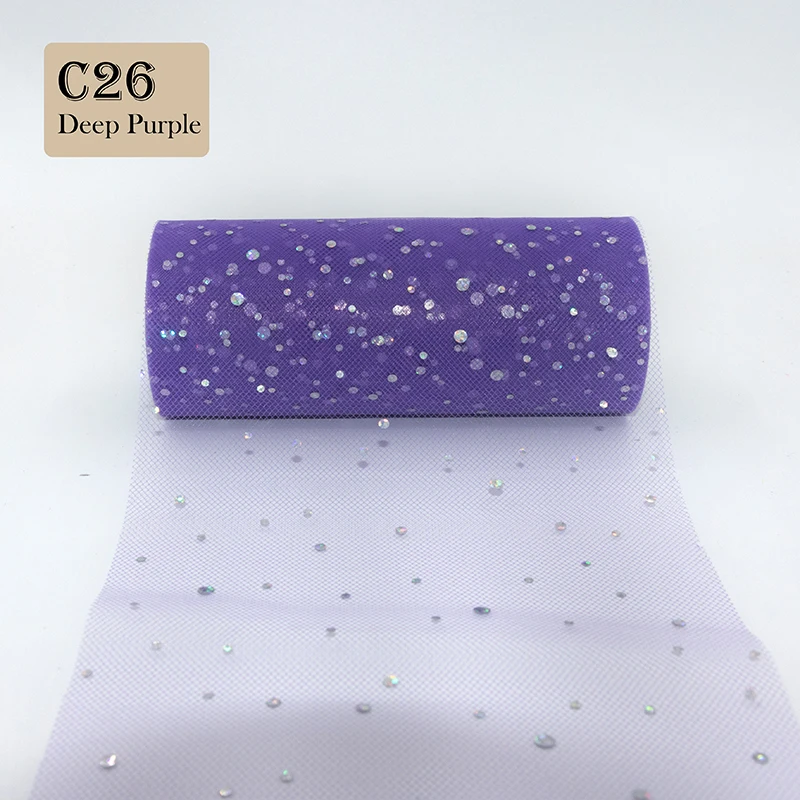 Glitter Sequin Tulle Roll 10 Yards 15cm Organza Laser Crafts Tutu Fabric Wedding Decoration White Tulle Birthday Party Supplies