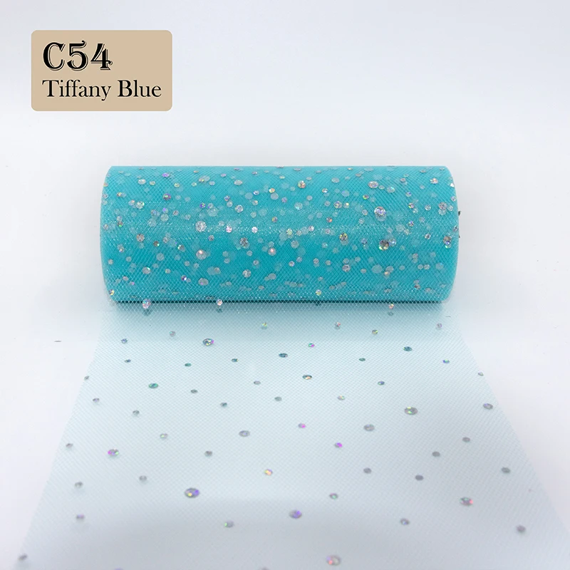 Glitter Sequin Tulle Roll 10 Yards 15cm Organza Laser Crafts Tutu Fabric Wedding Decoration White Tulle Birthday Party Supplies