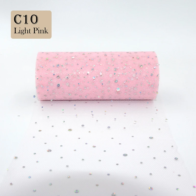 Glitter Sequin Tulle Roll 10 Yards 15cm Organza Laser Crafts Tutu Fabric Wedding Decoration White Tulle Birthday Party Supplies