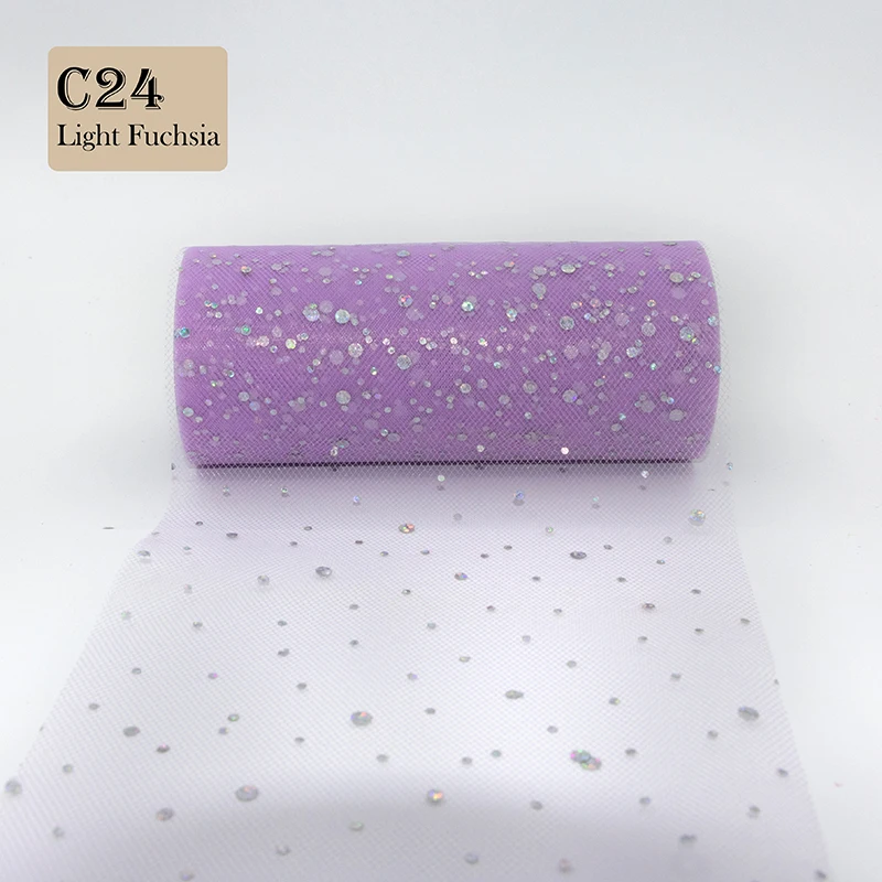 Glitter Sequin Tulle Roll 10 Yards 15cm Organza Laser Crafts Tutu Fabric Wedding Decoration White Tulle Birthday Party Supplies