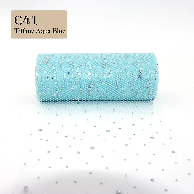 Glitter Sequin Tulle Roll 10 Yards 15cm Organza Laser Crafts Tutu Fabric Wedding Decoration White Tulle Birthday Party Supplies