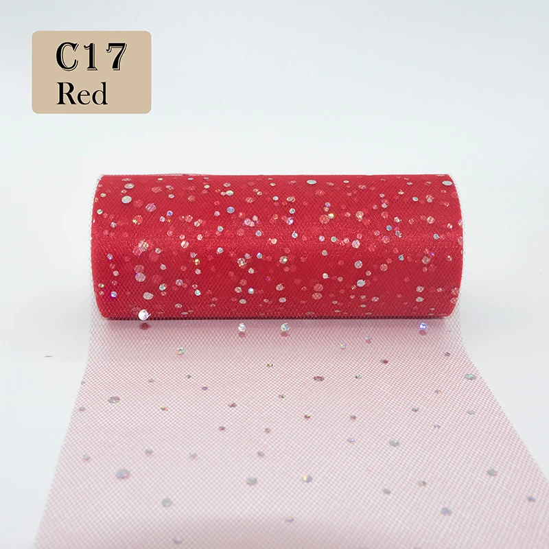 Glitter Sequin Tulle Roll 10 Yards 15cm Organza Laser Crafts Tutu Fabric Wedding Decoration White Tulle Birthday Party Supplies