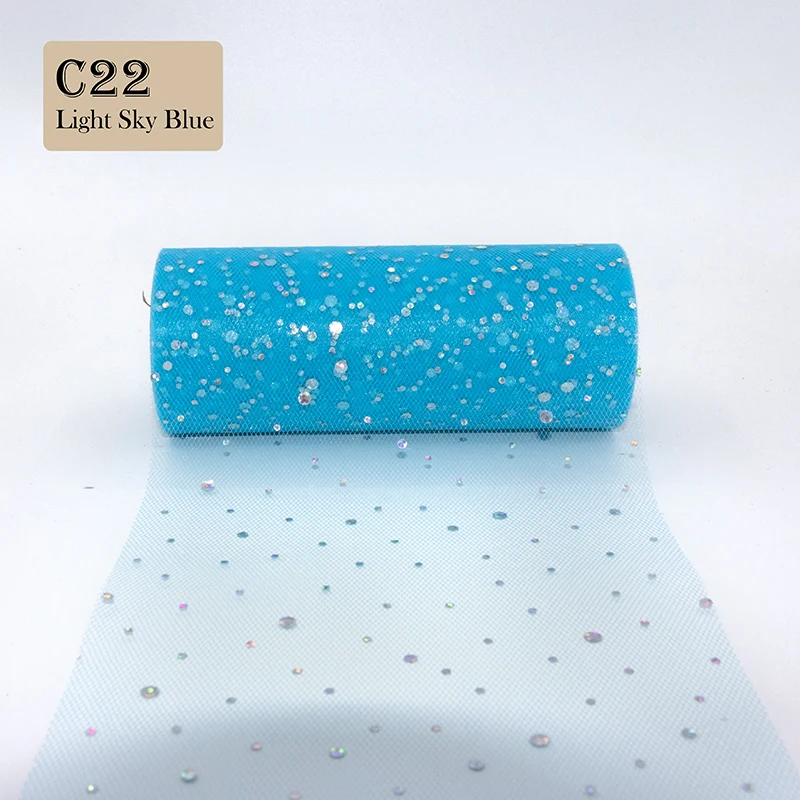 Glitter Sequin Tulle Roll 10 Yards 15cm Organza Laser Crafts Tutu Fabric Wedding Decoration White Tulle Birthday Party Supplies