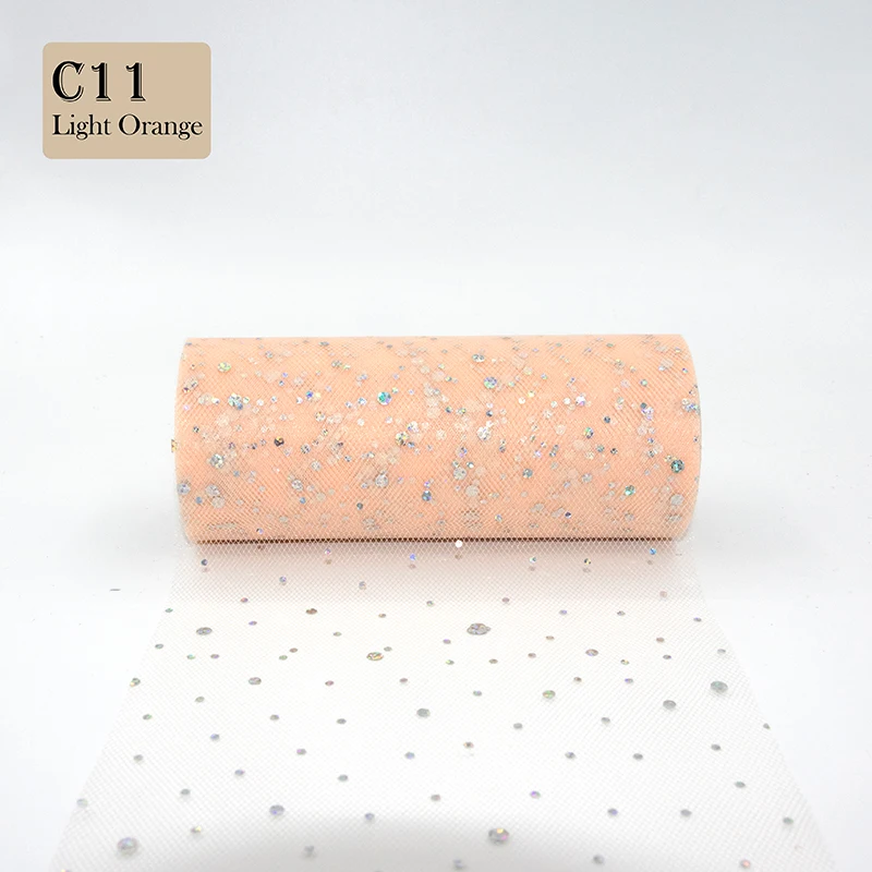 Glitter Sequin Tulle Roll 10 Yards 15cm Organza Laser Crafts Tutu Fabric Wedding Decoration White Tulle Birthday Party Supplies