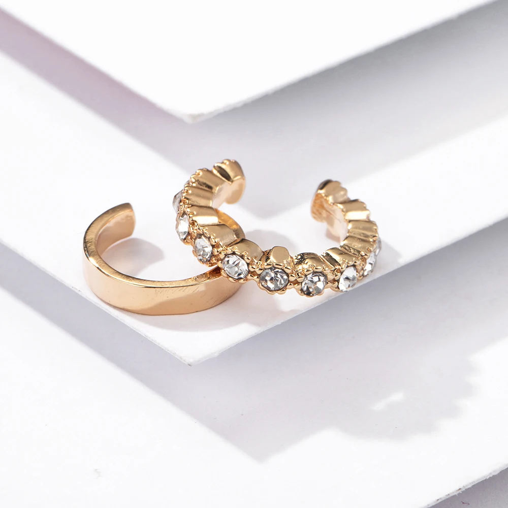 2024 New Arrival Multicolor CZ Crystal Ear Cuff Stackable C Shaped Ear Clips No Pierced Cartilage Earring for Women Earcuffs
