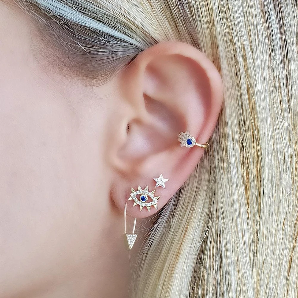 2024 New Arrival Multicolor CZ Crystal Ear Cuff Stackable C Shaped Ear Clips No Pierced Cartilage Earring for Women Earcuffs