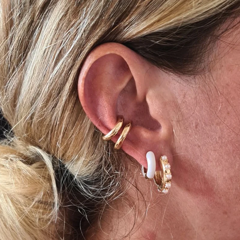 2024 New Arrival Multicolor CZ Crystal Ear Cuff Stackable C Shaped Ear Clips No Pierced Cartilage Earring for Women Earcuffs