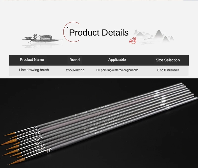 3/4/5/9 Pcs Mixed Hair Line Book Brush Painting Watercolor Gouache Oil Paint Hook Line Pen Durable Thin Silver Birch Pen Rod Art