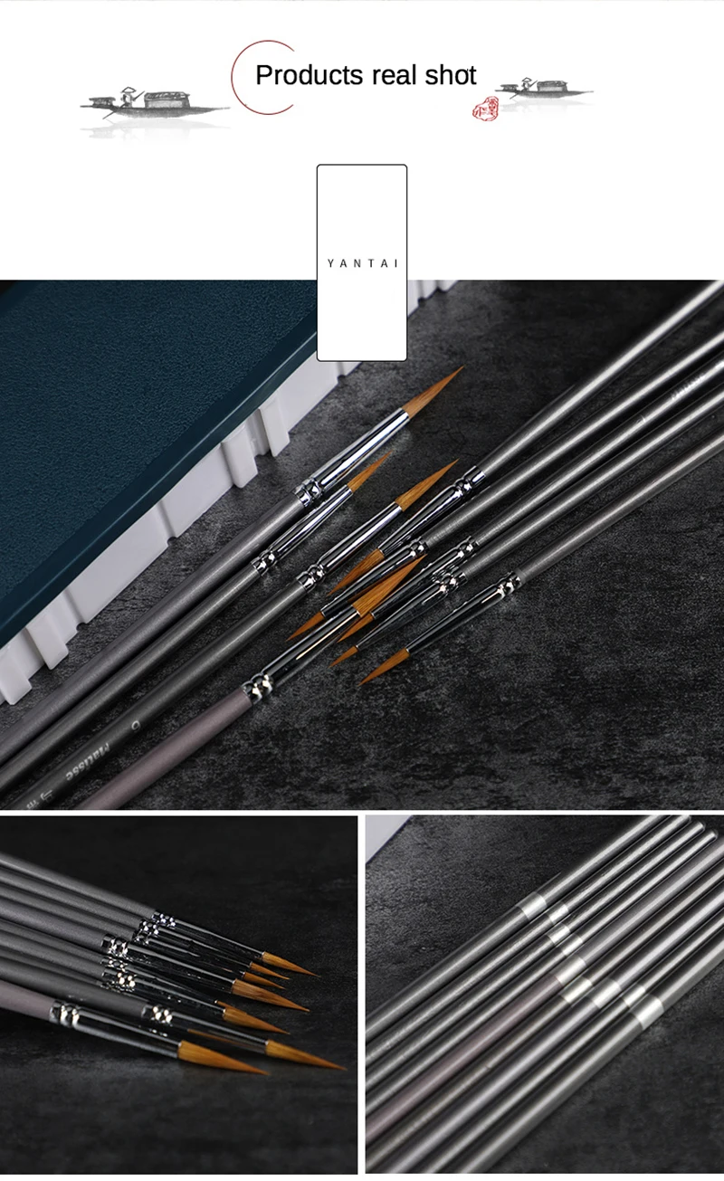 3/4/5/9 Pcs Mixed Hair Line Book Brush Painting Watercolor Gouache Oil Paint Hook Line Pen Durable Thin Silver Birch Pen Rod Art