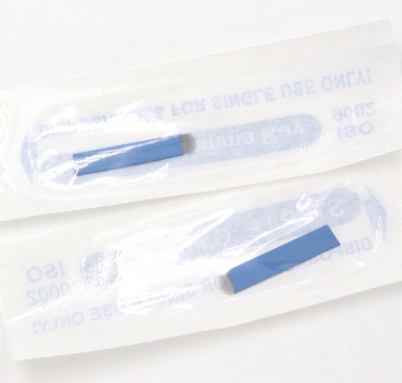 50pcs Microblading 0.18mm Tebori Blades Needles Tattoo needles Permanent Makeup Needle 7 9 12 14 17 21 Manual Eyebrow Blades