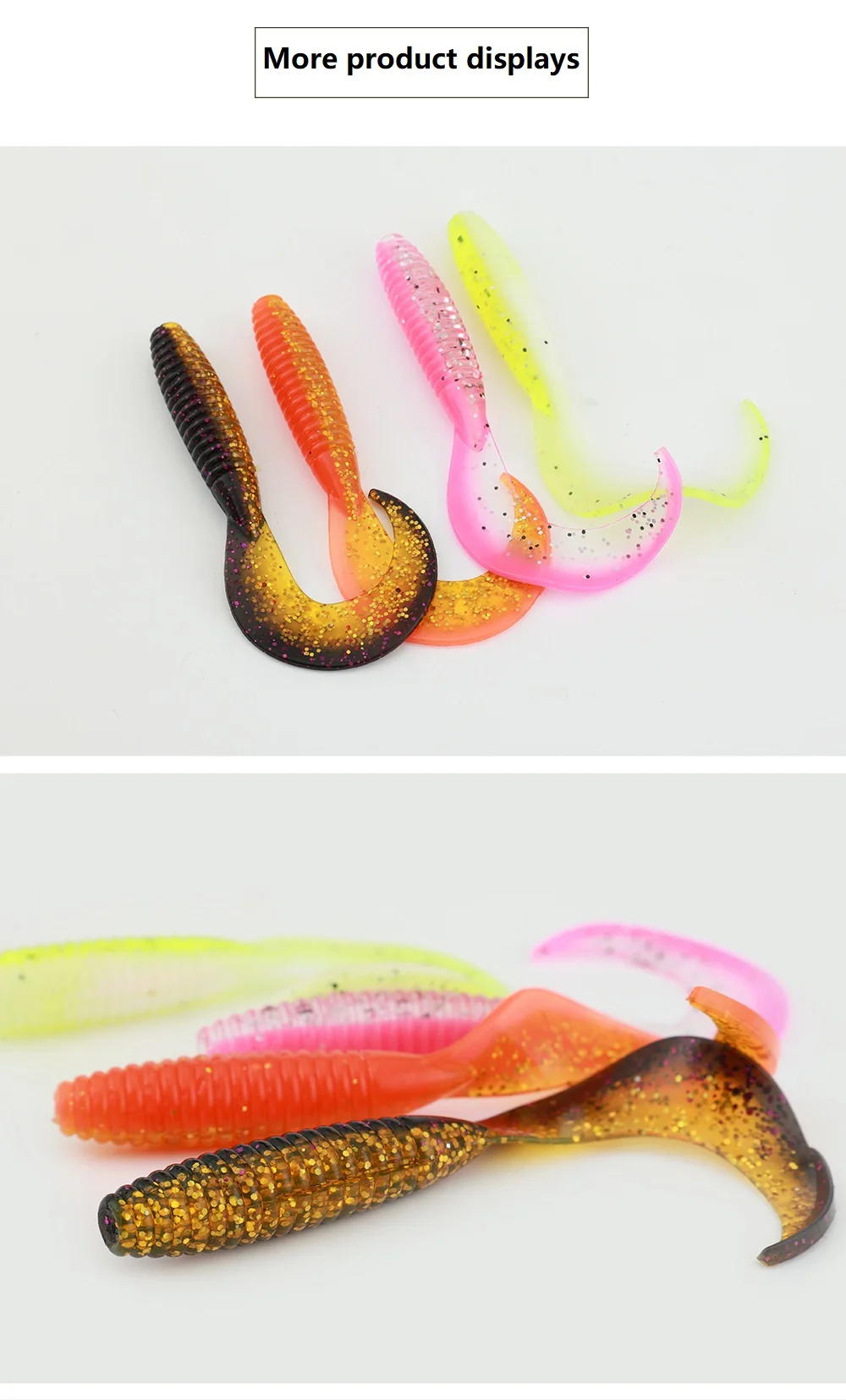 10pcs/lot Two Color Spiral Soft Bait 65mm/2.4g Shrimp Flavor Artificial Jig Wobblers Silicone Swimbait Carp Bass Fishing Tackle